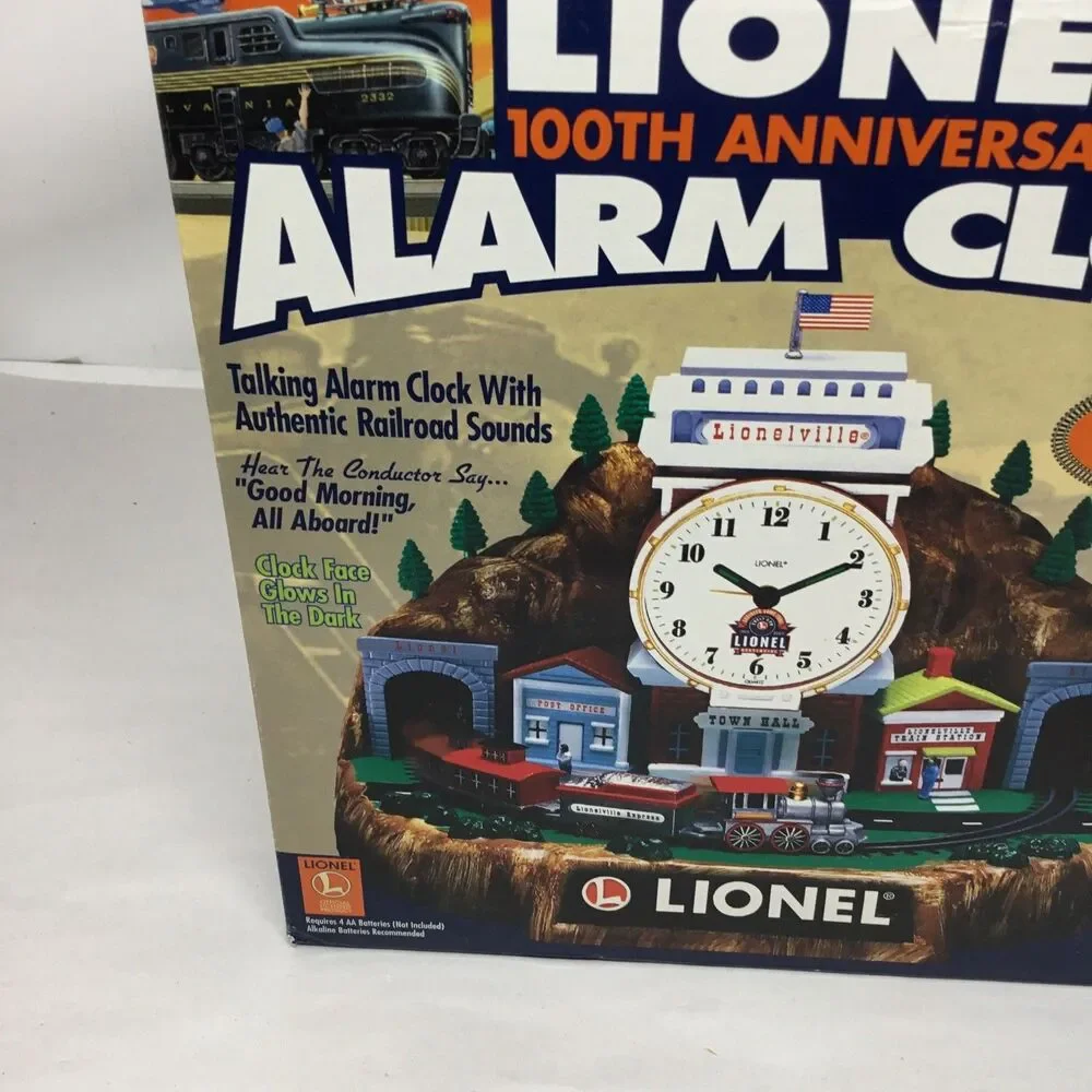 LIONEL 100th Anniversary Animated Alarm Clock Train Railroad Sounds NIB